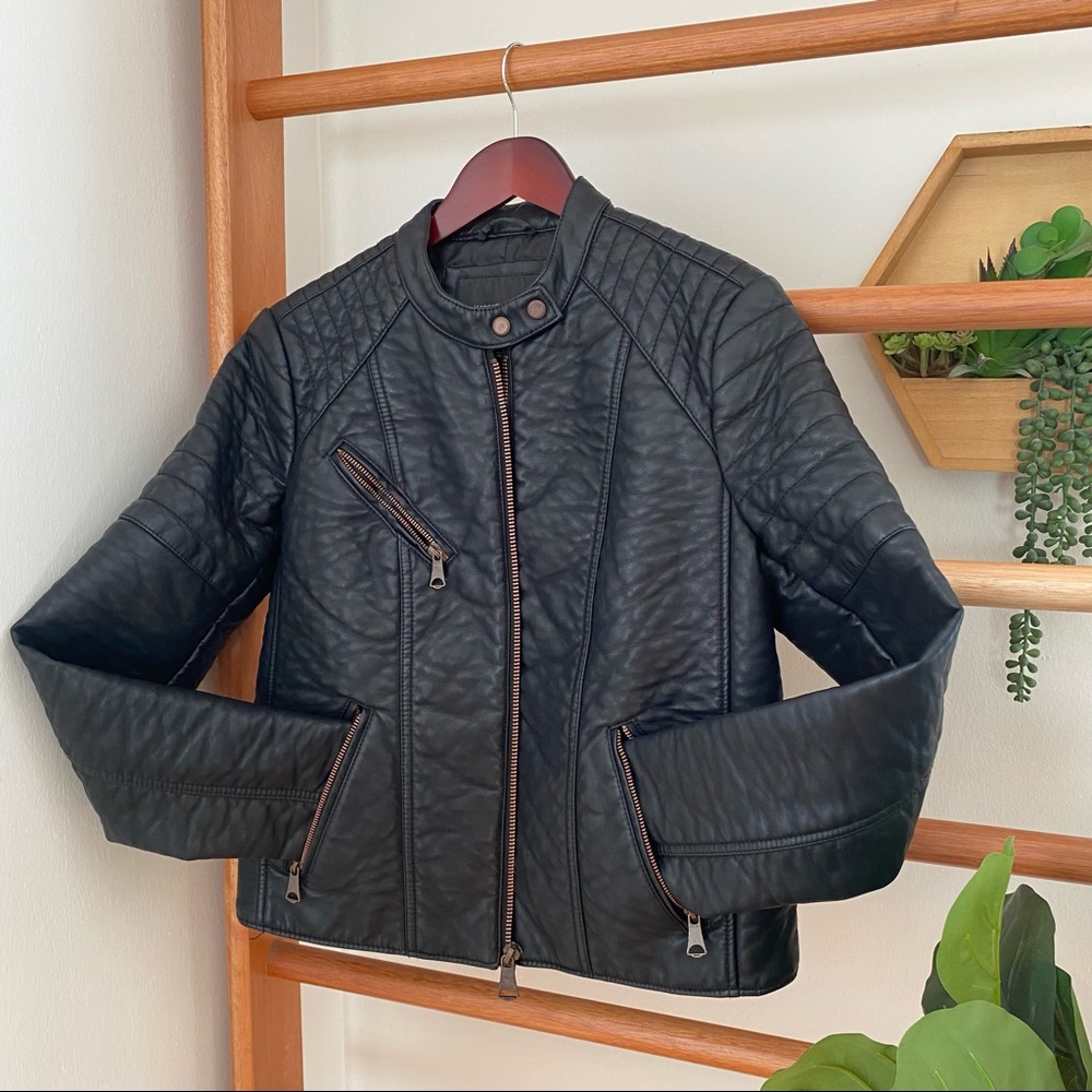 Marc New York Black Blakely Faux-Leather Racer/Moto Jacket